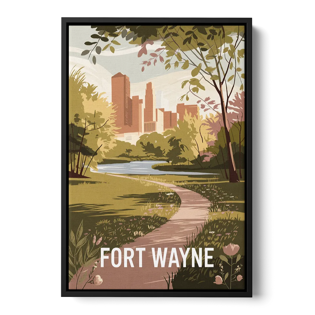 Fort Wayne Scenic Trails Front - Black Canvas Wall Art