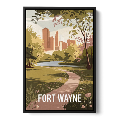 Fort Wayne Scenic Trails Front - Black Canvas Wall Art