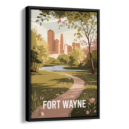 Fort Wayne Scenic Trails Side - Black Canvas Wall Art