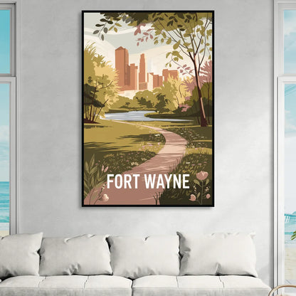 Fort Wayne Scenic Trails Living Room - Black Canvas Wall Art