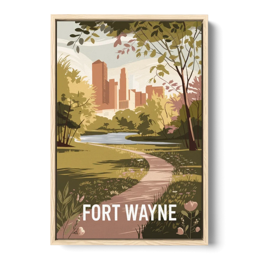 Fort Wayne Scenic Trails - Oak Framed Canvas Wall Art - Front