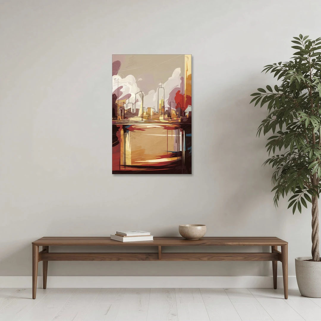 Fort Wayne Skyline Panorama - Canvas Wall Art - Coffee Table - 24x36