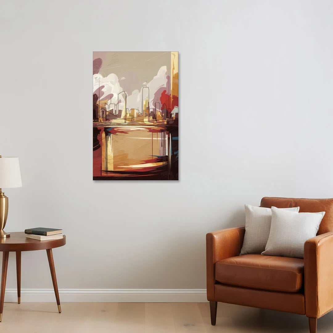 Fort Wayne Skyline Panorama - Canvas Wall Art - Sofa - 24x36