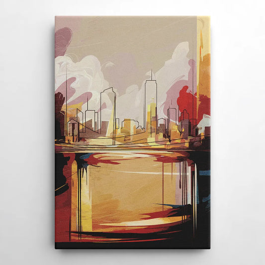 Fort Wayne Skyline Panorama - Canvas Wall Art