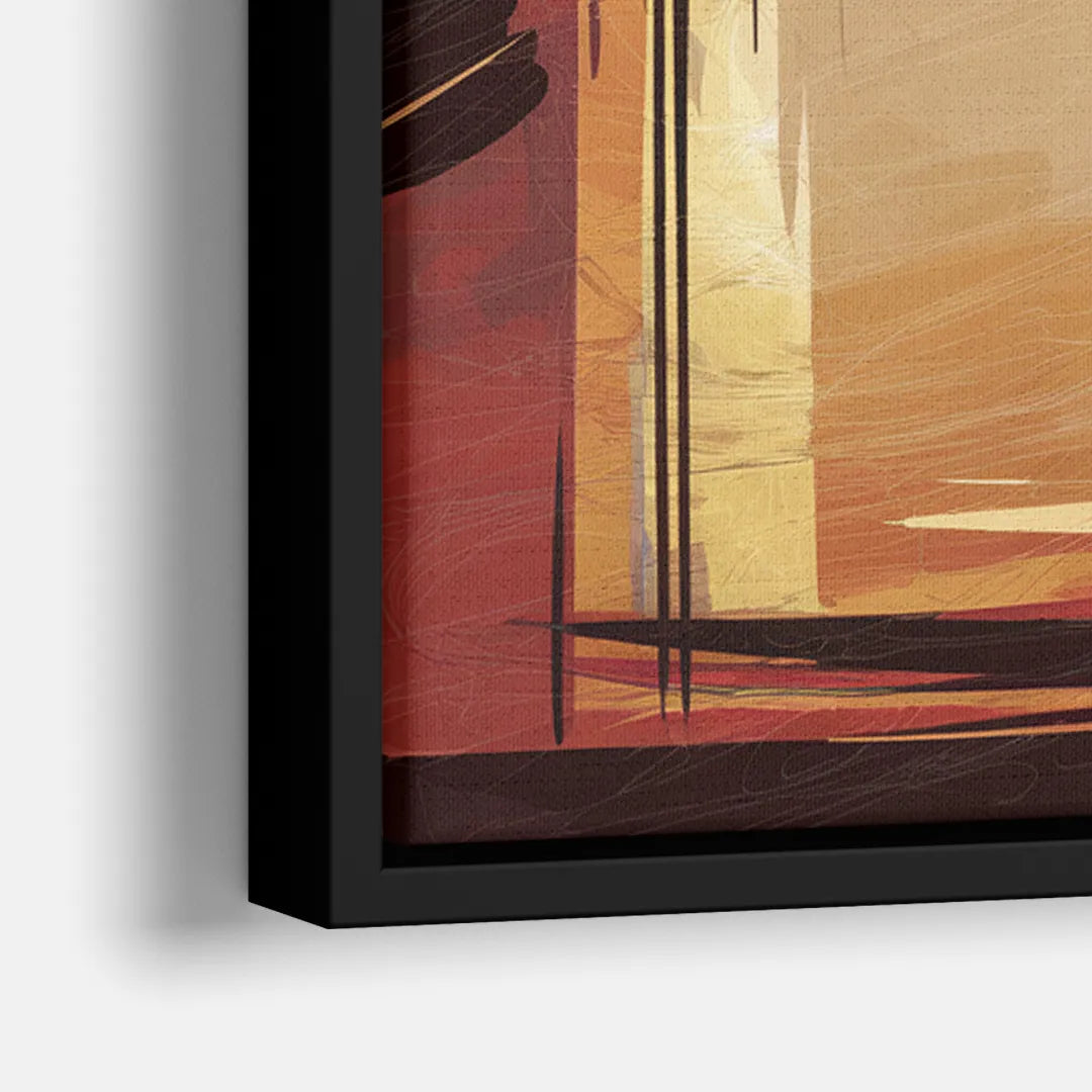 Fort Wayne Skyline Panorama - Close-Up Black Frame Canvas