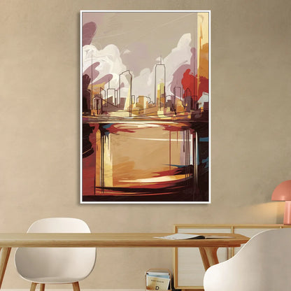Fort Wayne Skyline Panorama Sitting Room - White Canvas Wall Art