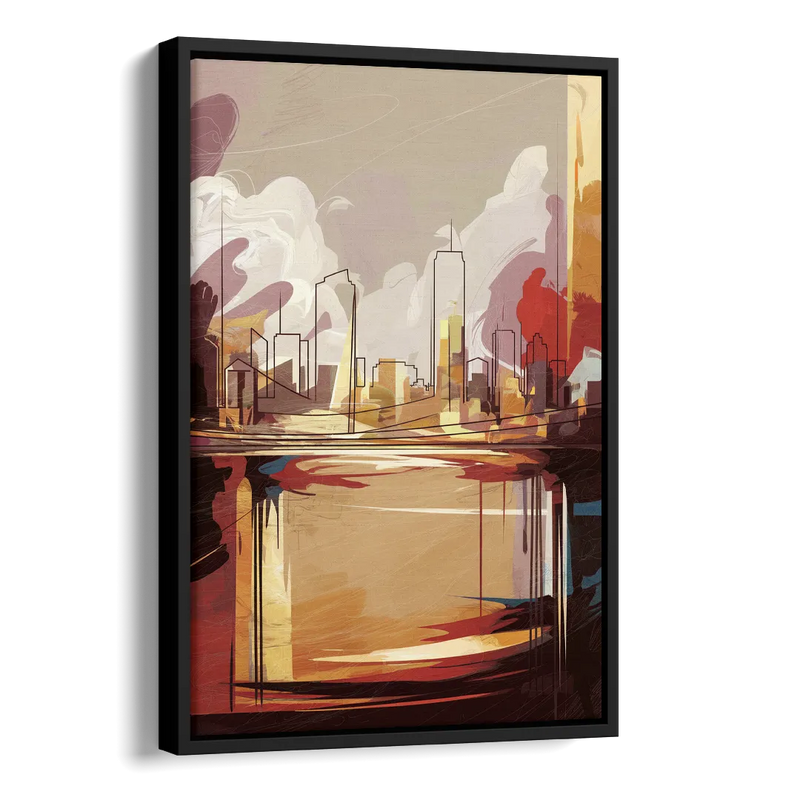 Fort Wayne Skyline Panorama Side - Black Canvas Wall Art