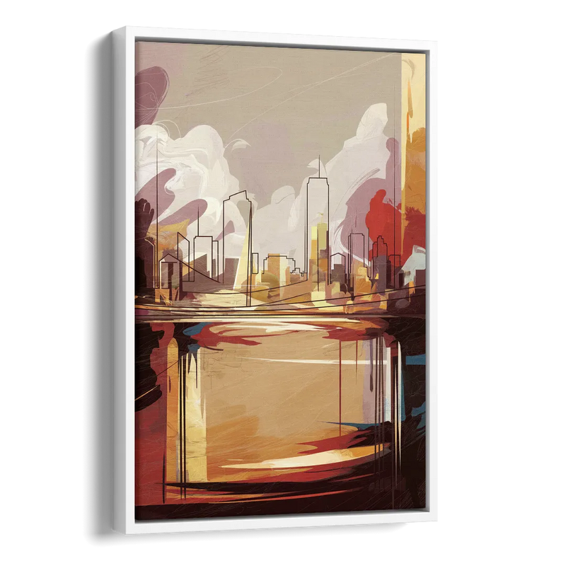 Fort Wayne Skyline Panorama Side - White Canvas Wall Art