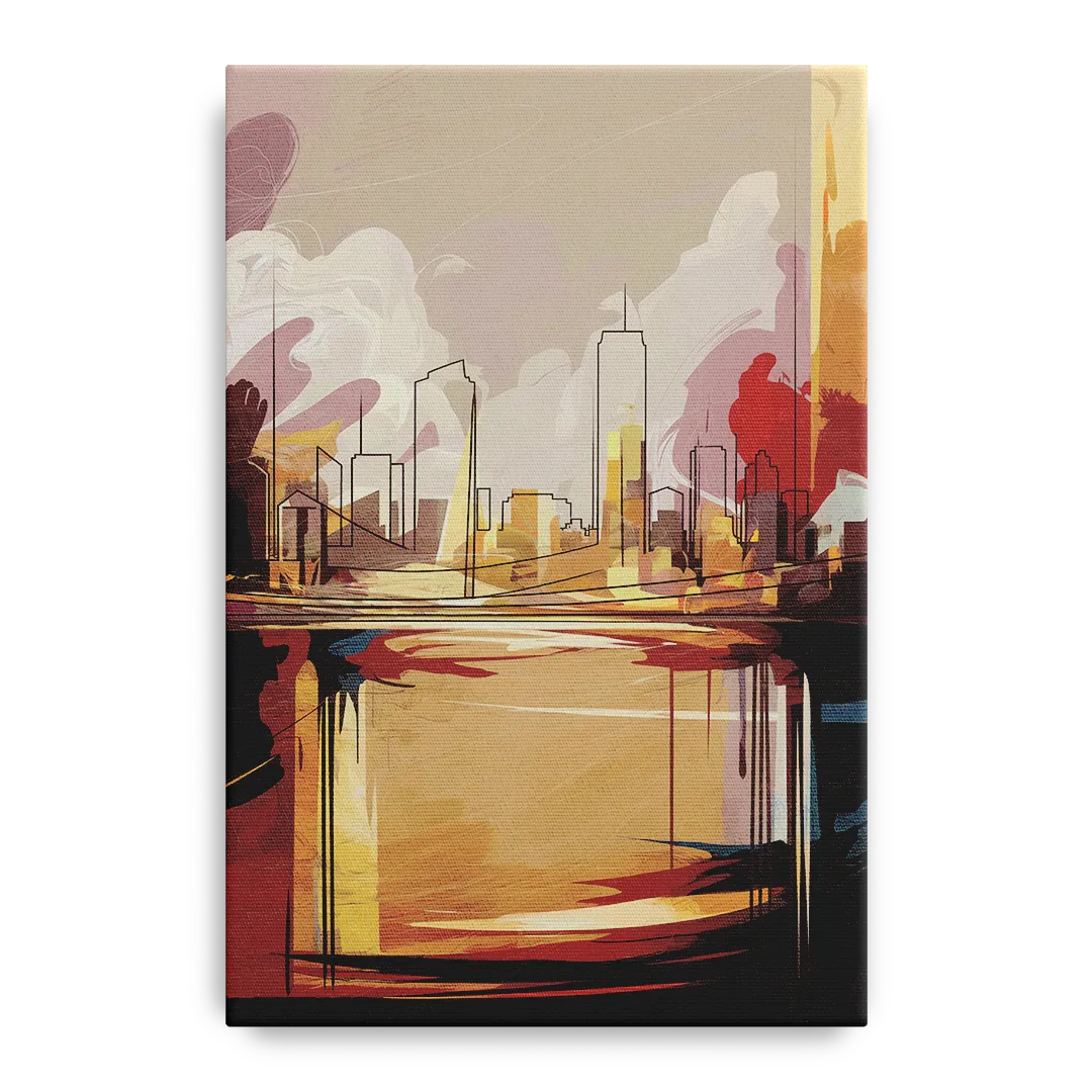Fort Wayne Skyline Panorama Front - Canvas Wall Art