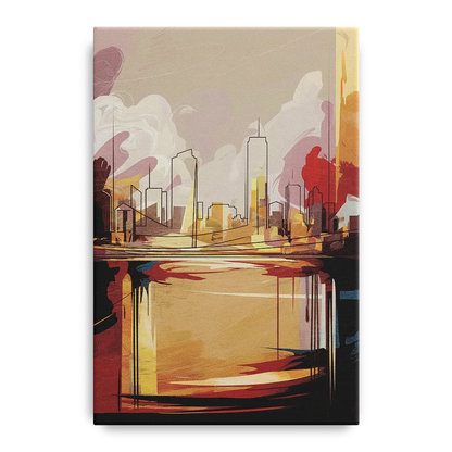Fort Wayne Skyline Panorama Front - Canvas Wall Art