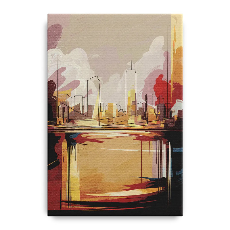 Fort Wayne Skyline Panorama Front - Canvas Wall Art