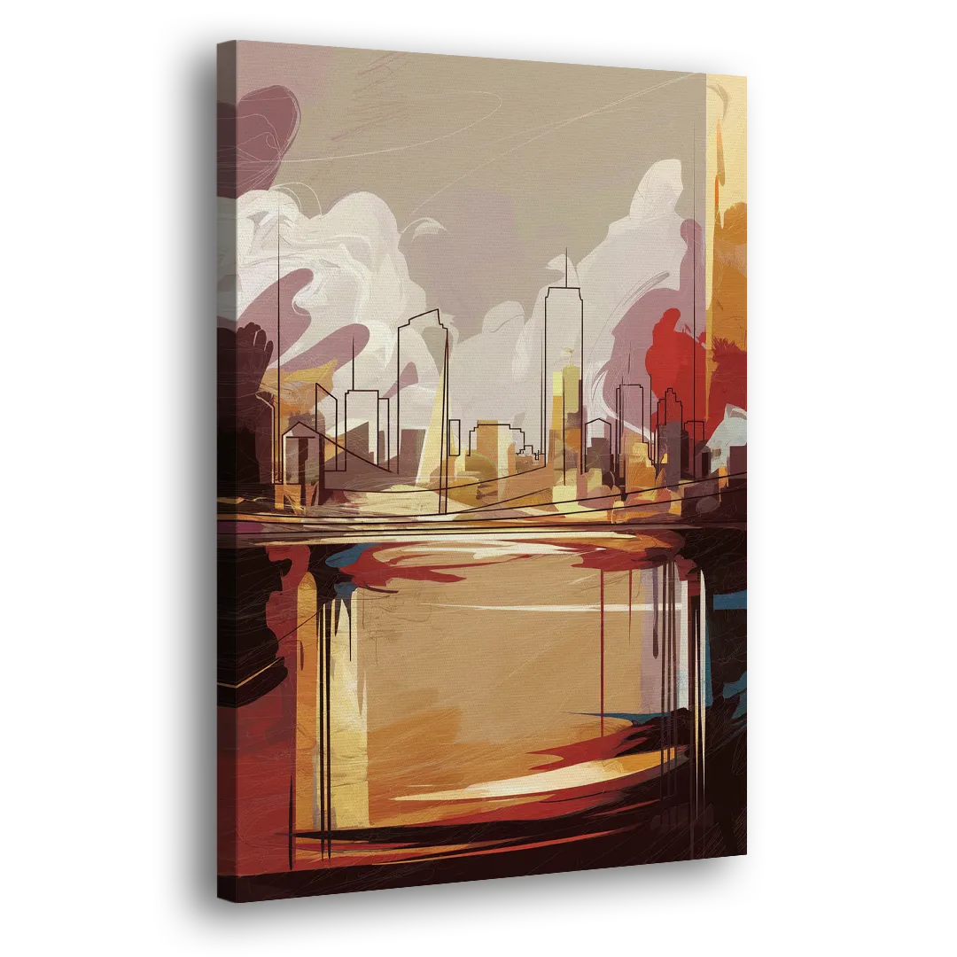 Fort Wayne Skyline Panorama Side - Canvas Wall Art