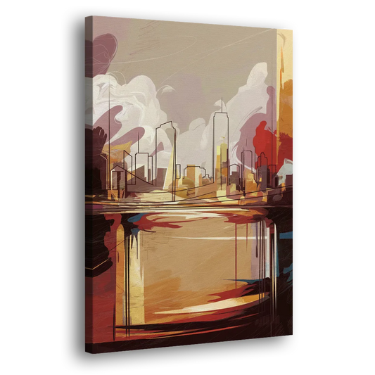 Fort Wayne Skyline Panorama Side - Canvas Wall Art