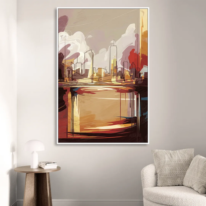Fort Wayne Skyline Panorama Living Room - White Canvas Wall Art