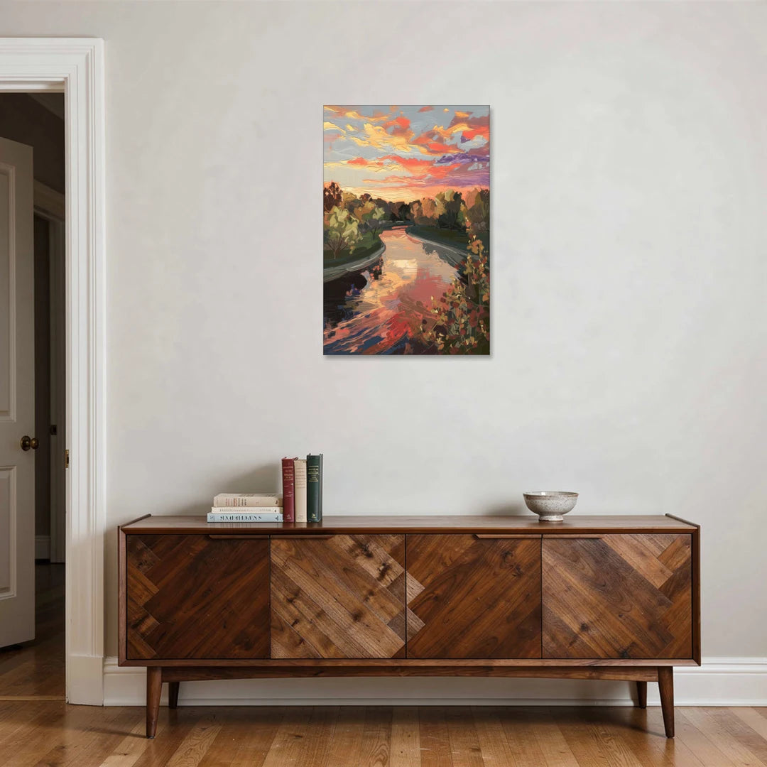 Fort Wayne Sunset Over River - Canvas Wall Art - Coffee Table - 24x36