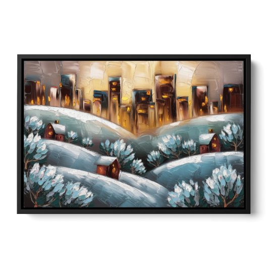Fort Wayne Winter Wonderland - Black Framed Canvas Wall Art - Front