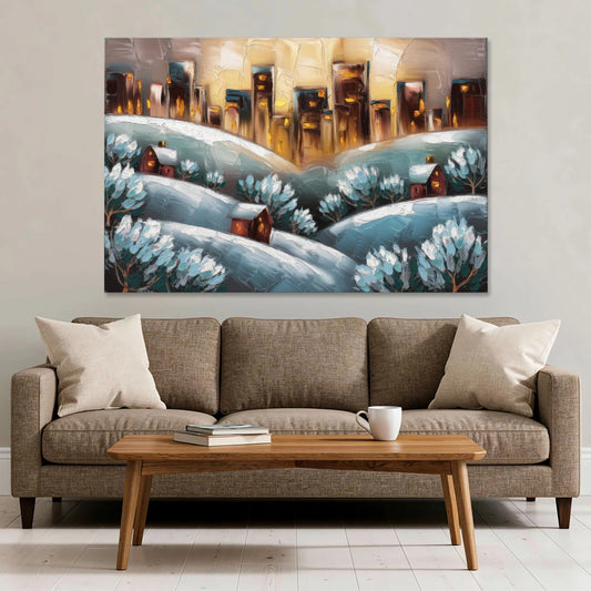 Fort Wayne Winter Wonderland - Canvas Wall Art - Sofa - 60x40