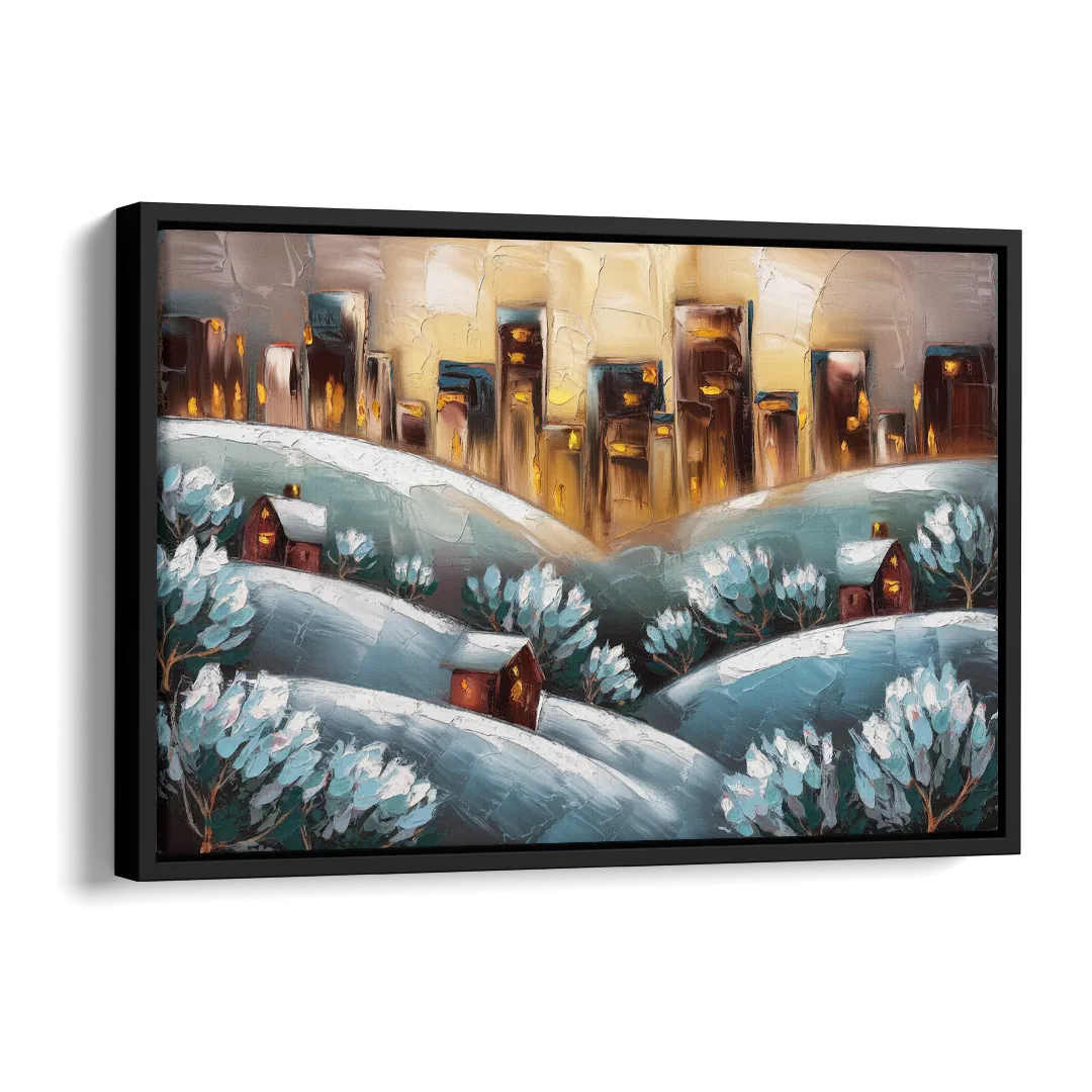 Fort Wayne Winter Wonderland Side - Black Canvas Wall Art