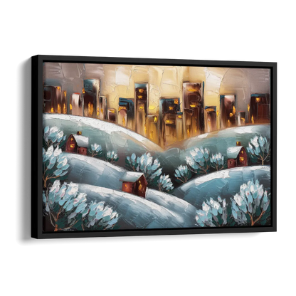 Fort Wayne Winter Wonderland Side - Black Canvas Wall Art