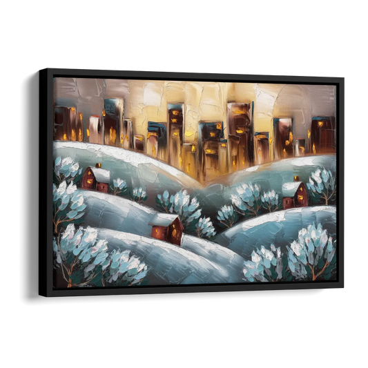 Fort Wayne Winter Wonderland Side - Black Canvas Wall Art