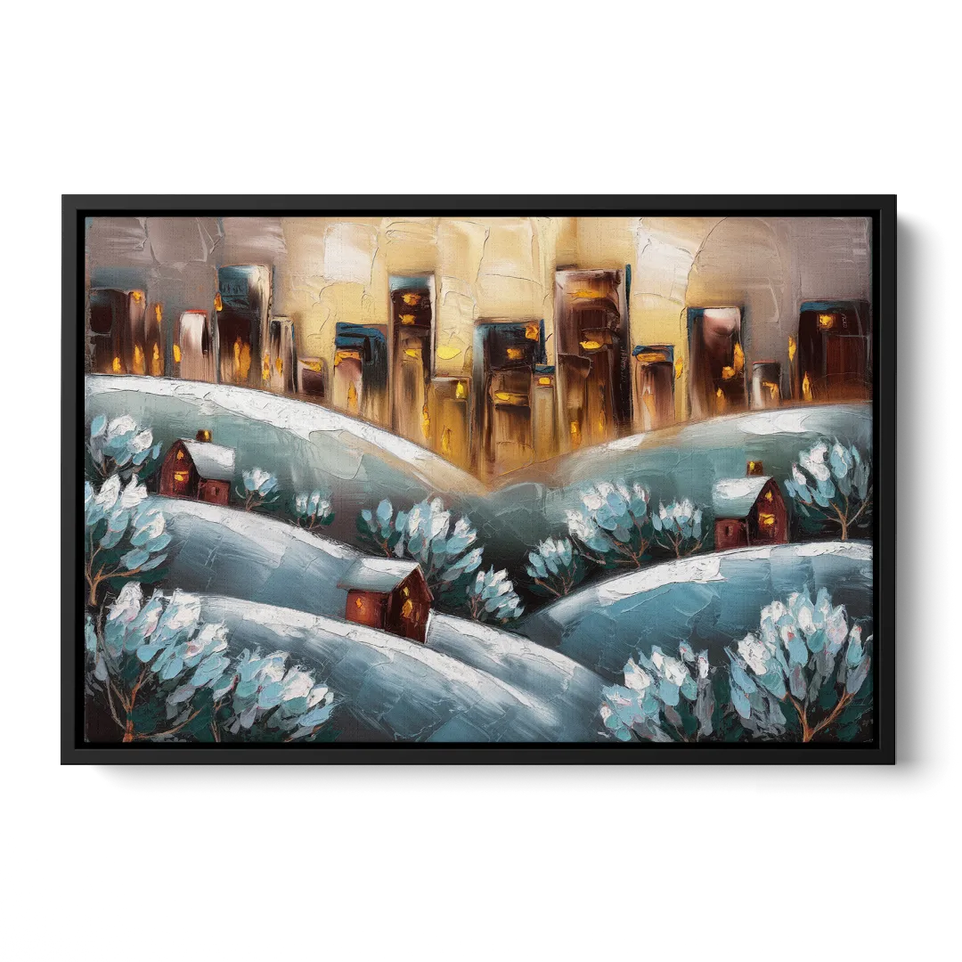 Fort Wayne Winter Wonderland Front - Black Canvas Wall Art