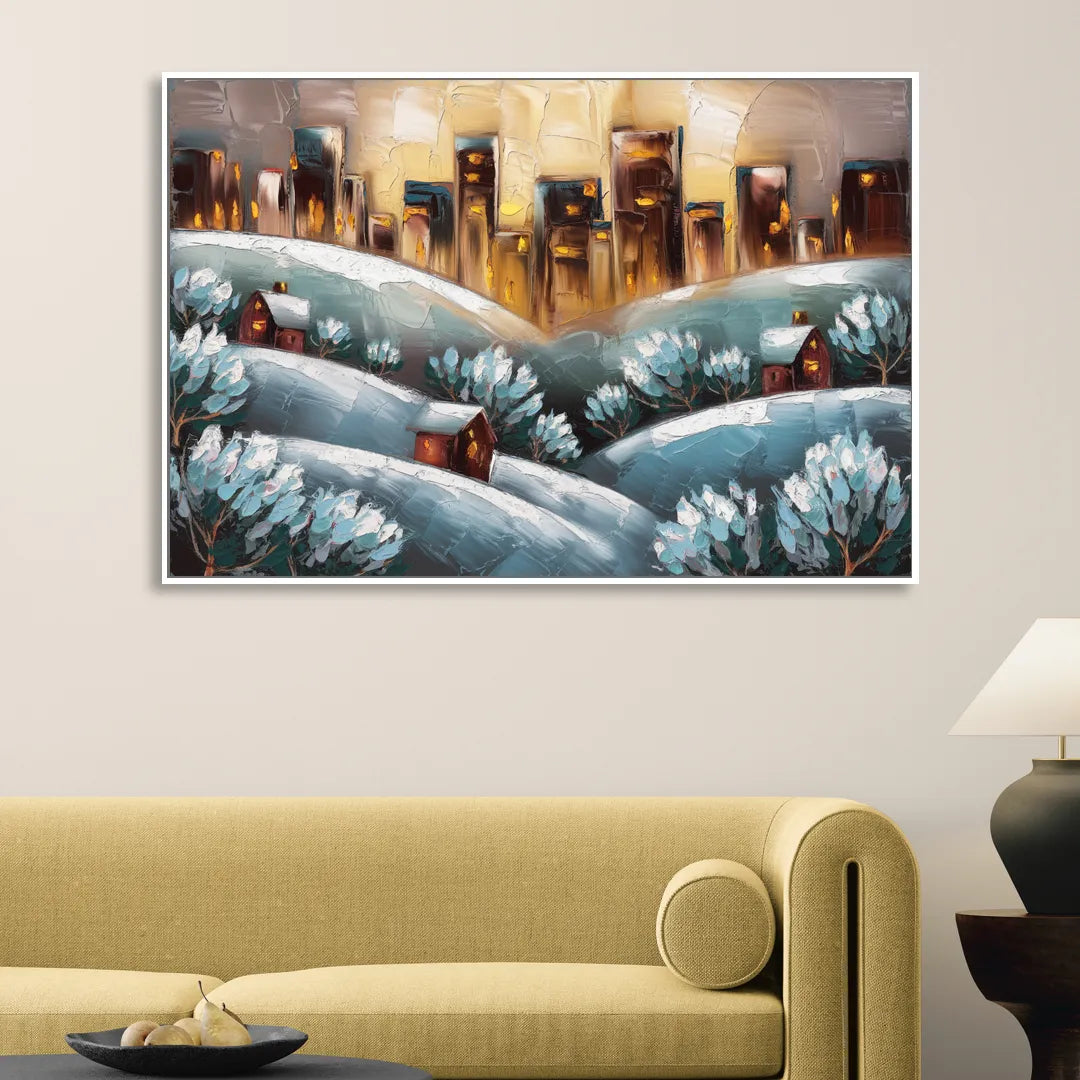 Fort Wayne Winter Wonderland Sitting Room - White Canvas Wall Art