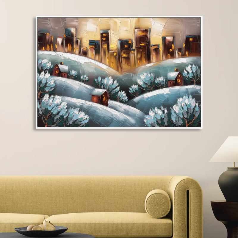 Fort Wayne Winter Wonderland Sitting Room - White Canvas Wall Art