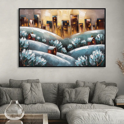 Fort Wayne Winter Wonderland Sitting Room - Black Canvas Wall Art