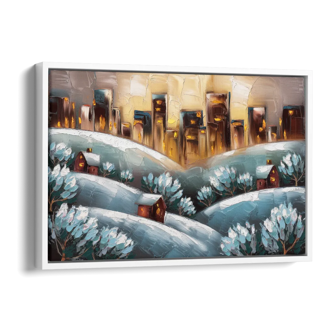 Fort Wayne Winter Wonderland Side - White Canvas Wall Art