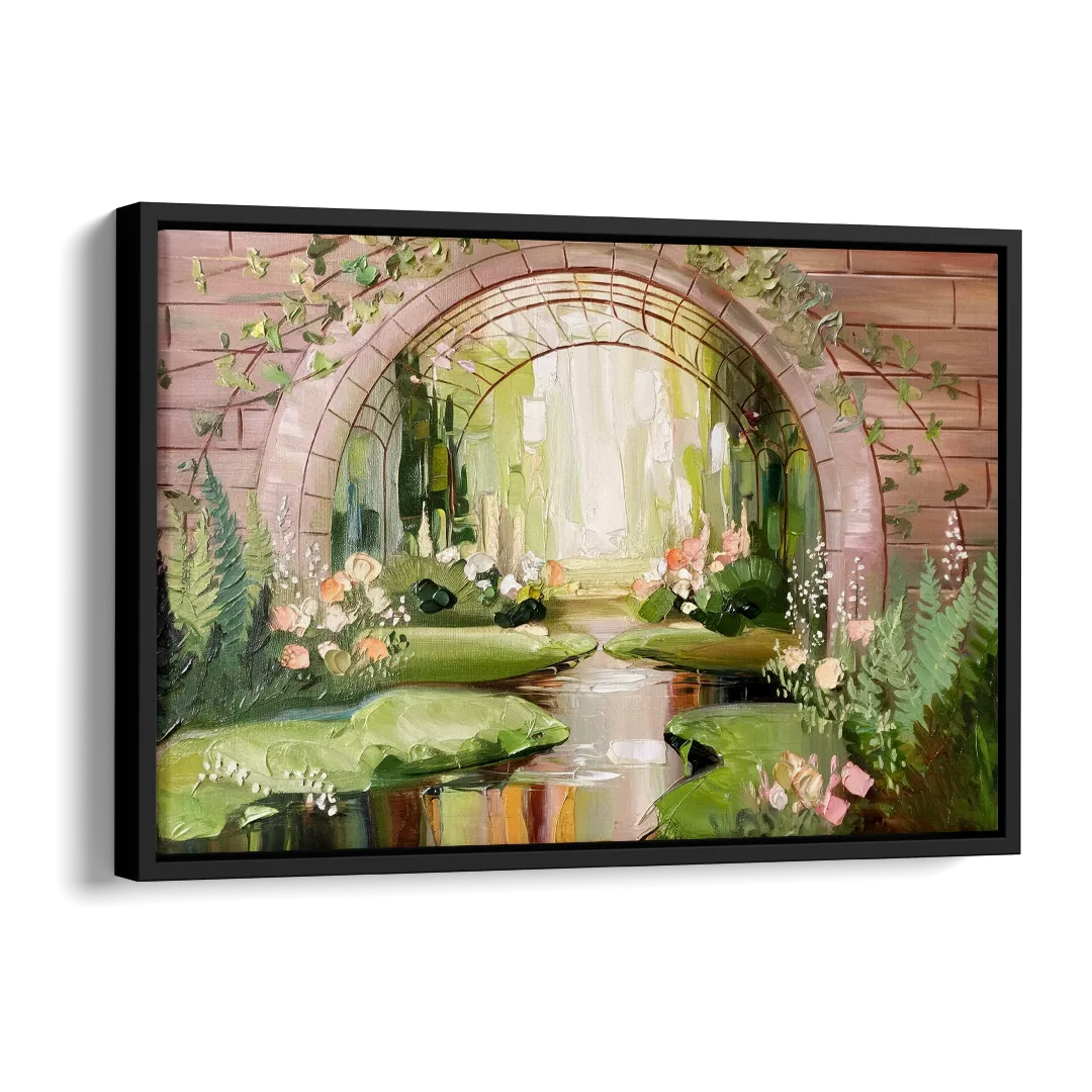 Fort Worth Botanical Gardens View Side - Black Canvas Wall Art