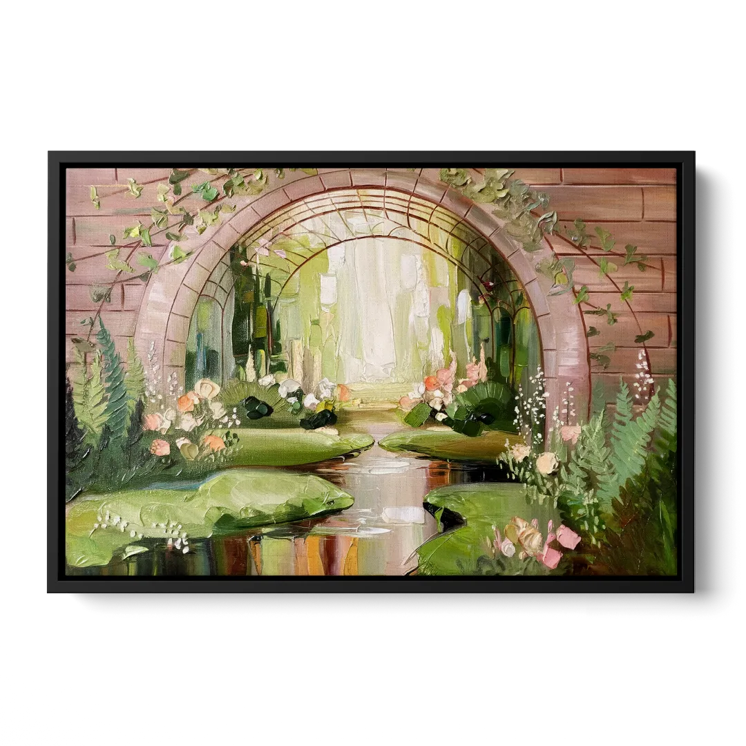 Fort Worth Botanical Gardens View Front - Black Canvas Wall Art