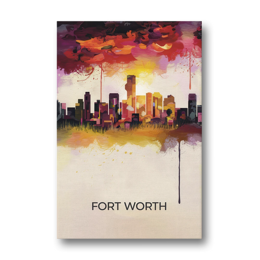 Fort Worth Cityscape at Sunset - Canvas Wall Art - Front