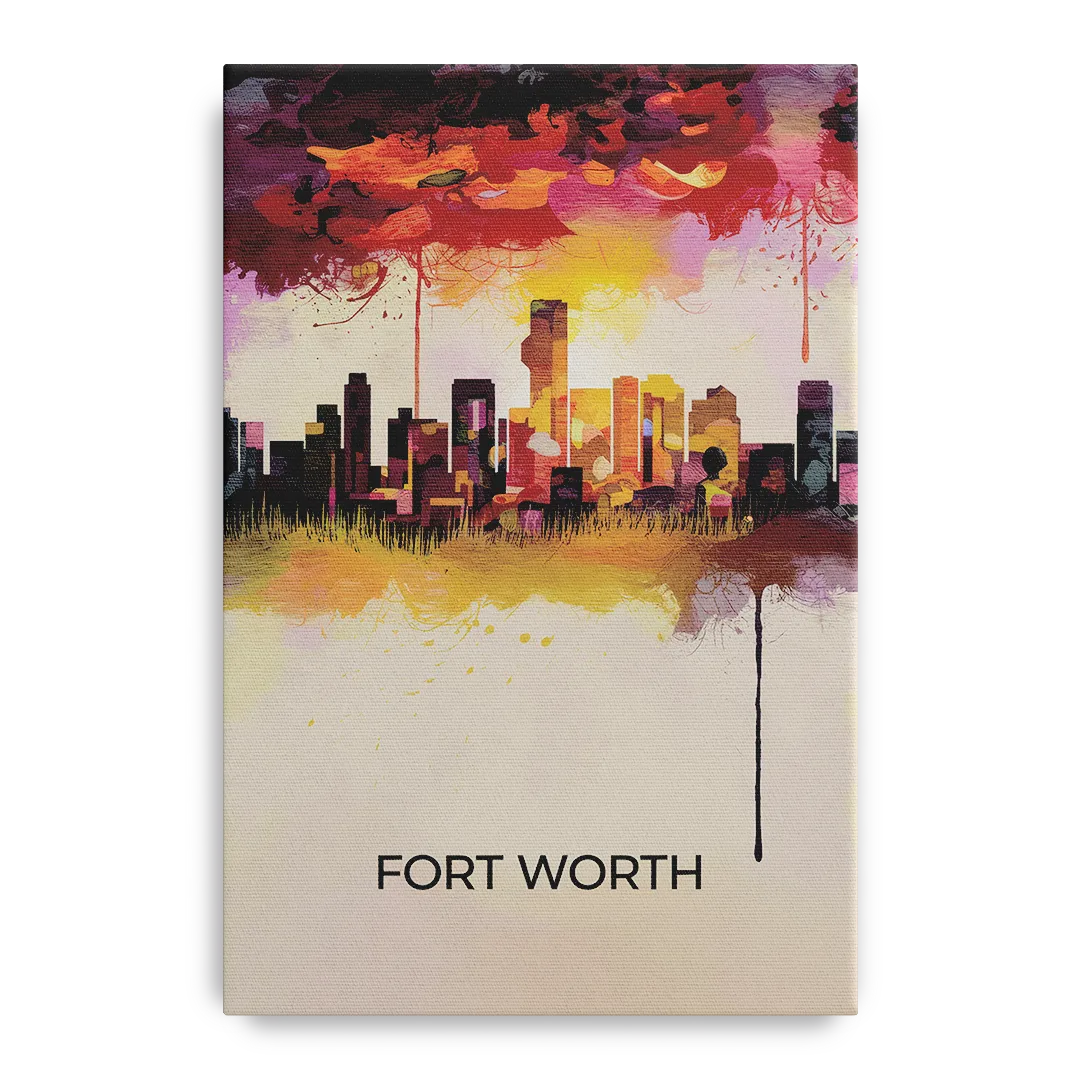 Fort Worth Cityscape at Sunset Front - Canvas Wall Art