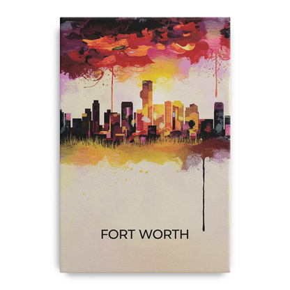 Fort Worth Cityscape at Sunset Front - Canvas Wall Art