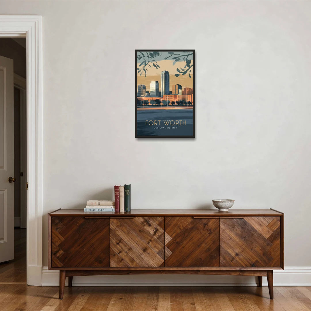 Fort Worth Cultural District Vibes - Black Framed Canvas Wall Art - Coffee Table - 20x30