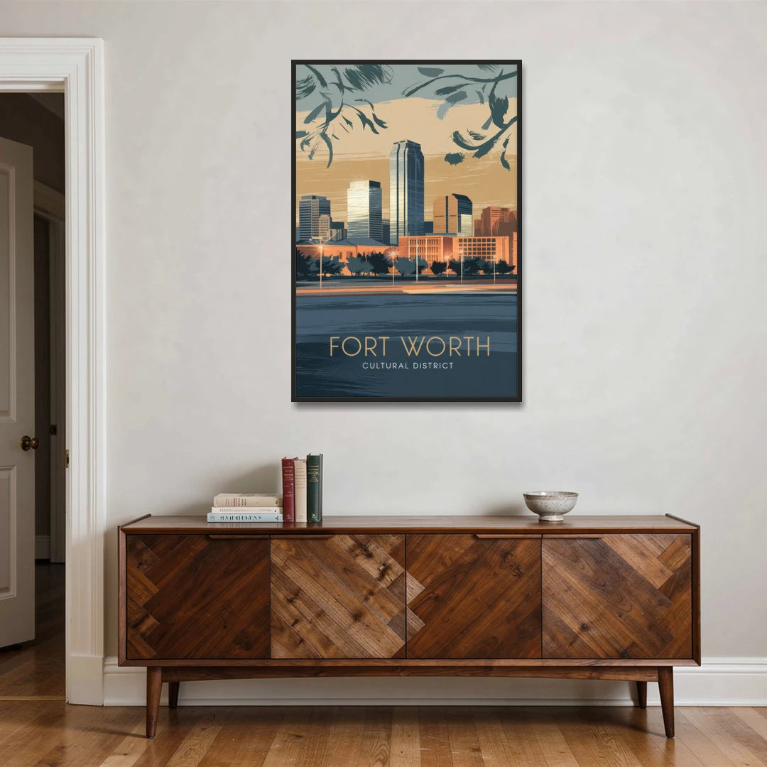 Fort Worth Cultural District Vibes - Black Framed Canvas Wall Art - Coffee Table - 32x48
