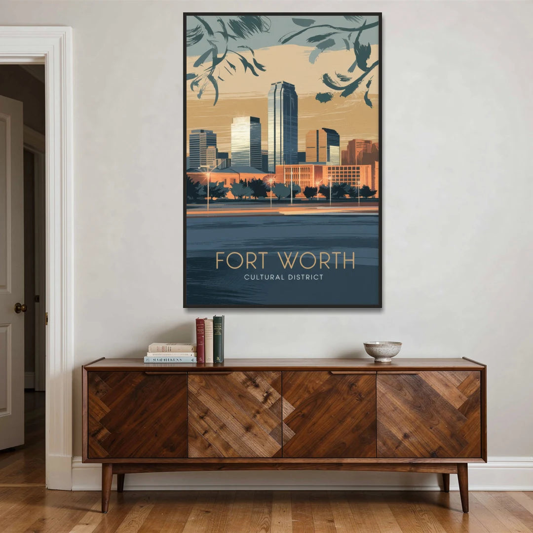 Fort Worth Cultural District Vibes - Black Framed Canvas Wall Art - Coffee Table - 40x60