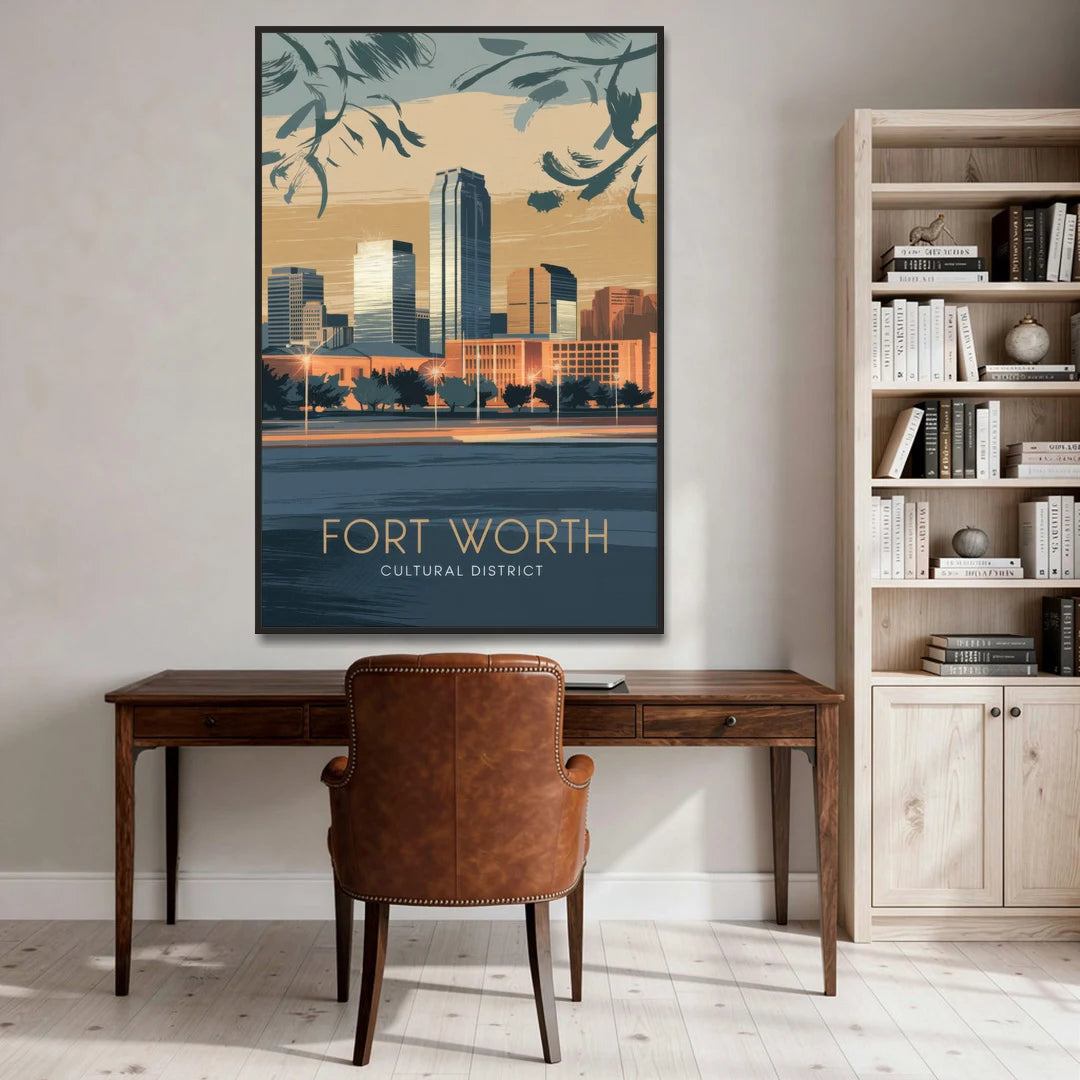 Fort Worth Cultural District Vibes - Black Framed Canvas Wall Art - Office - 40x60