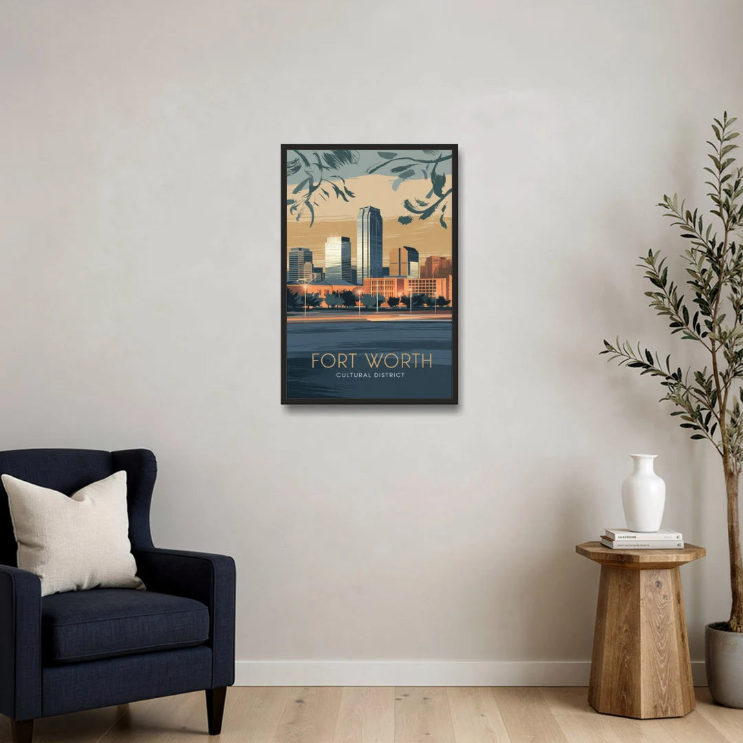 Fort Worth Cultural District Vibes - Black Framed Canvas Wall Art - Sofa - 20x30