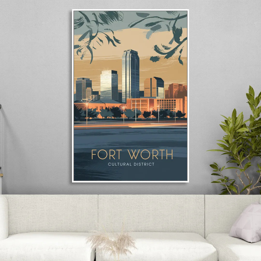 Fort Worth Cultural District Vibes Sitting Room - White Canvas Wall Art