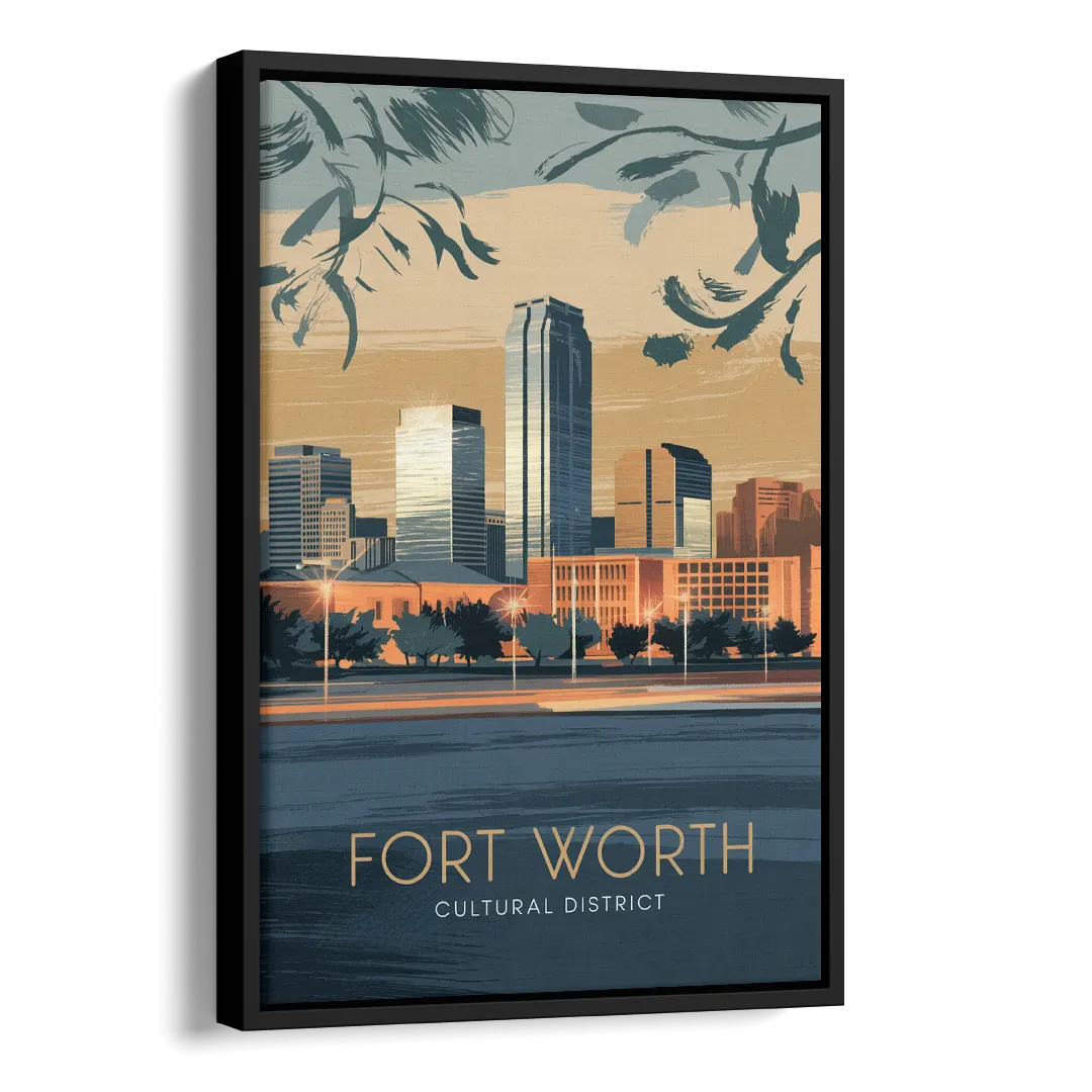 Fort Worth Cultural District Vibes Side - Black Canvas Wall Art