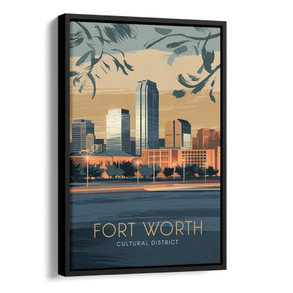 Fort Worth Cultural District Vibes Side - Black Canvas Wall Art