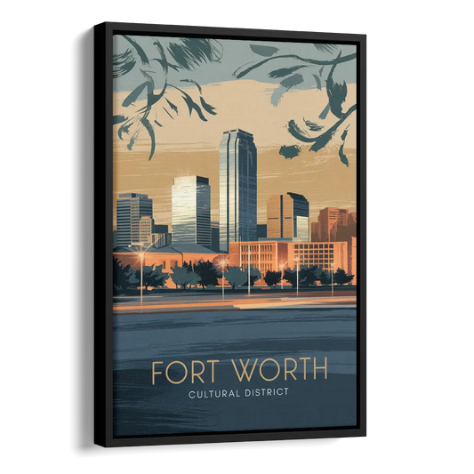 Fort Worth Cultural District Vibes Side - Black Canvas Wall Art