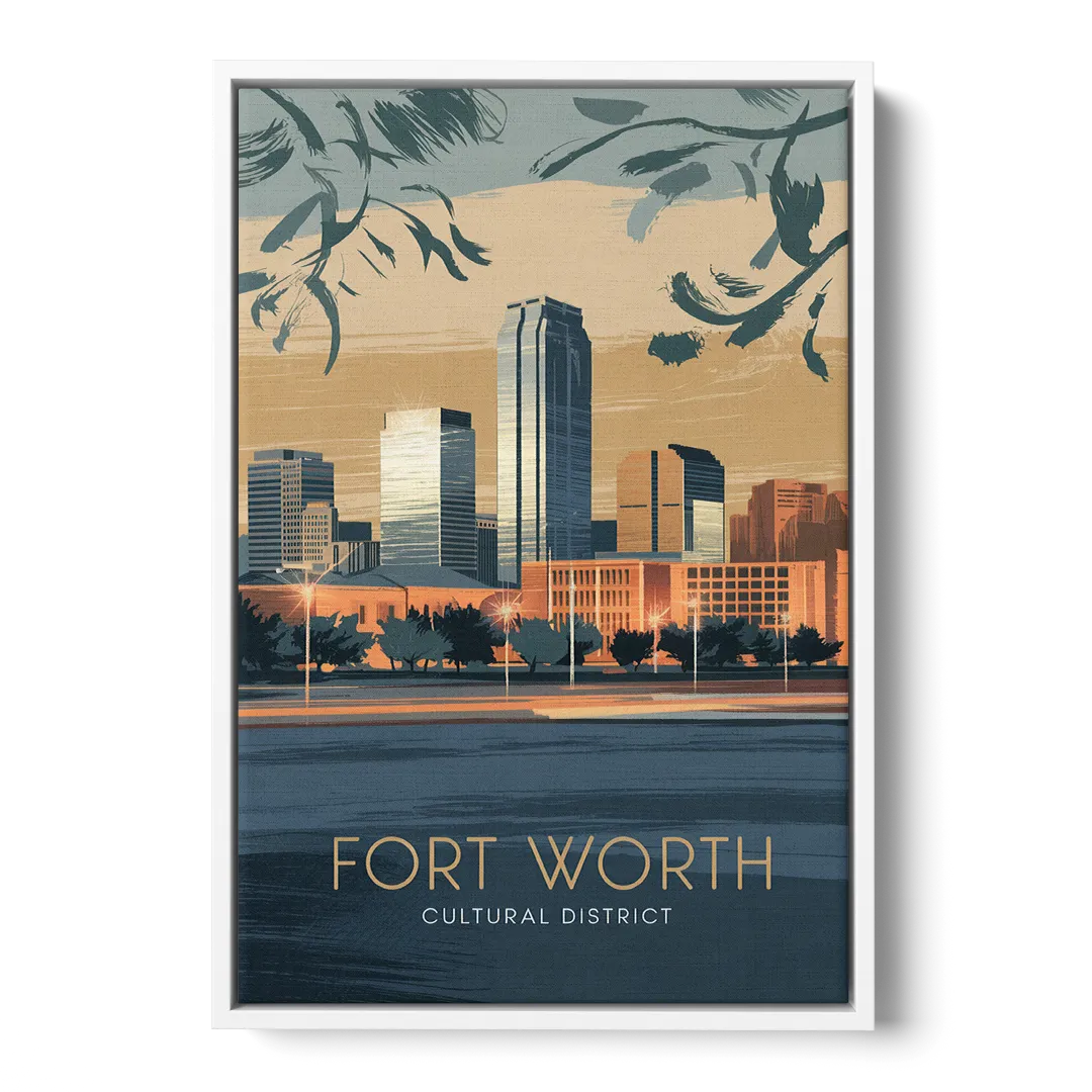 Fort Worth Cultural District Vibes Front - White Canvas Wall Art