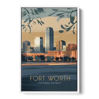 Fort Worth Cultural District Vibes Front - White Canvas Wall Art