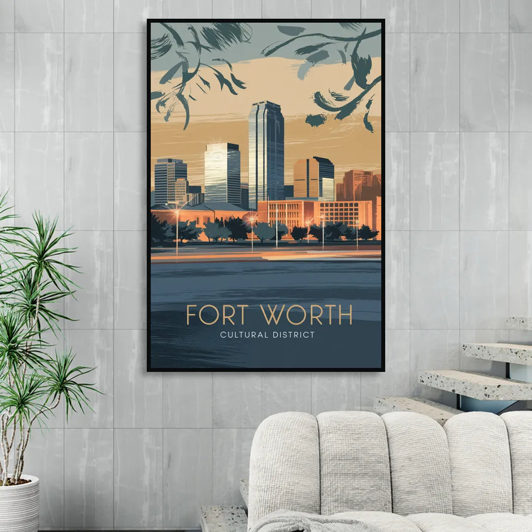 Fort Worth Cultural District Vibes Sitting Room - Black Canvas Wall Art