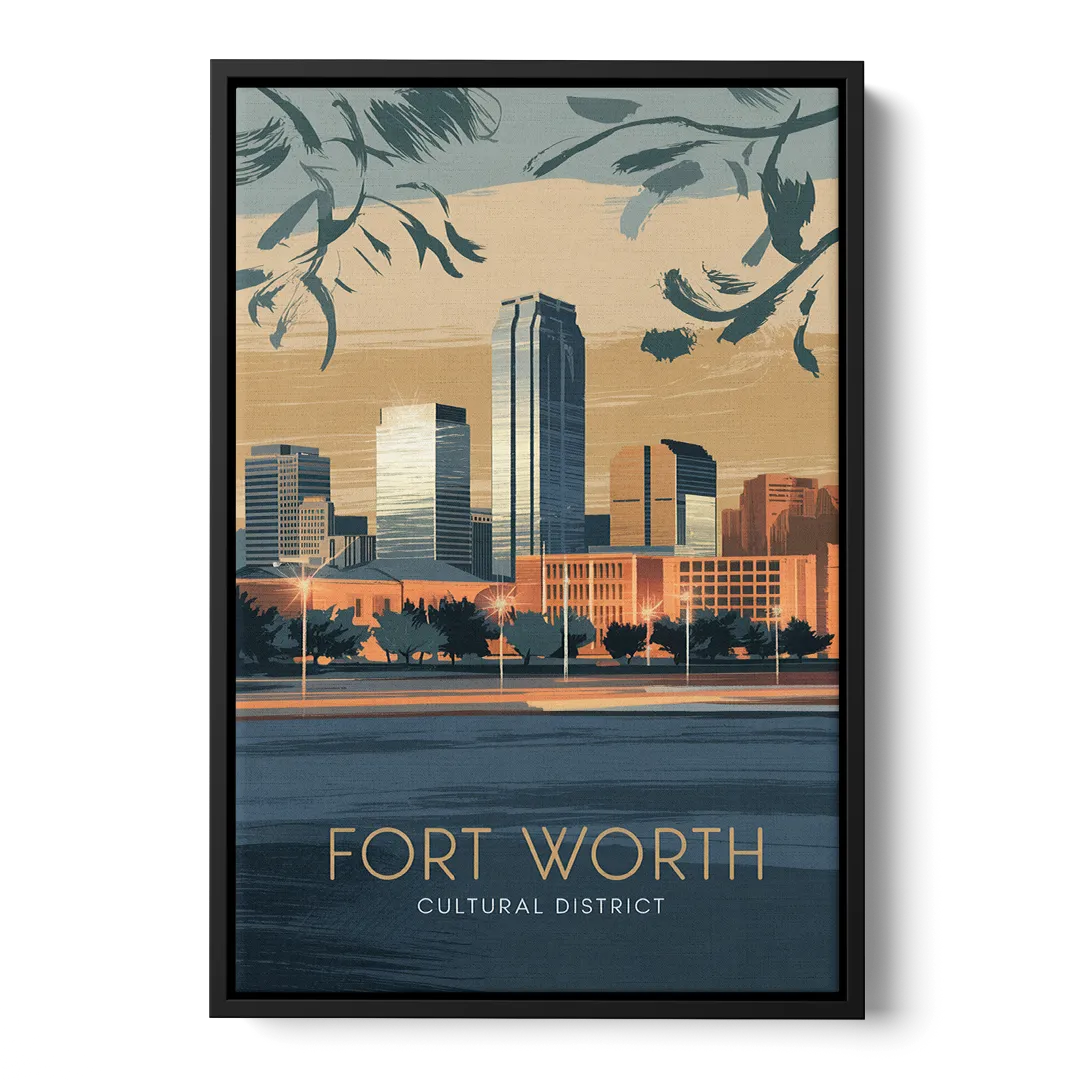 Fort Worth Cultural District Vibes Front - Black Canvas Wall Art