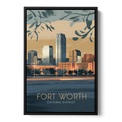 Fort Worth Cultural District Vibes Front - Black Canvas Wall Art