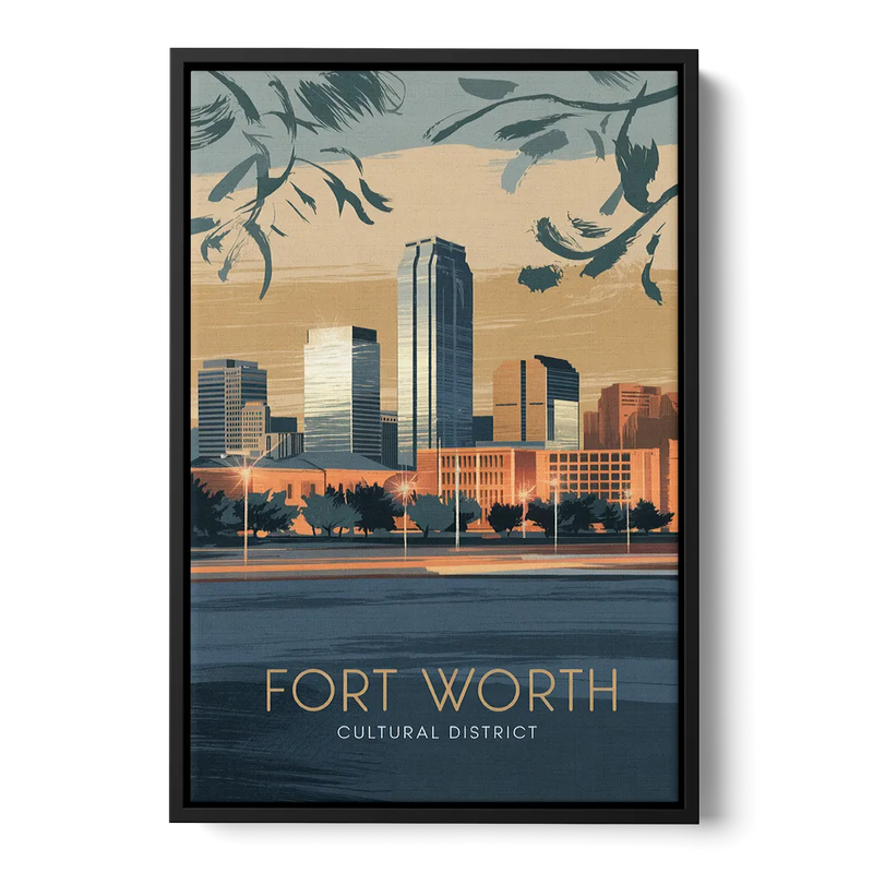 Fort Worth Cultural District Vibes Front - Black Canvas Wall Art