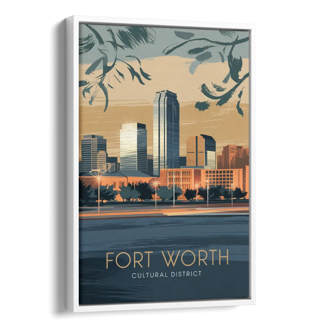 Fort Worth Cultural District Vibes Side - White Canvas Wall Art
